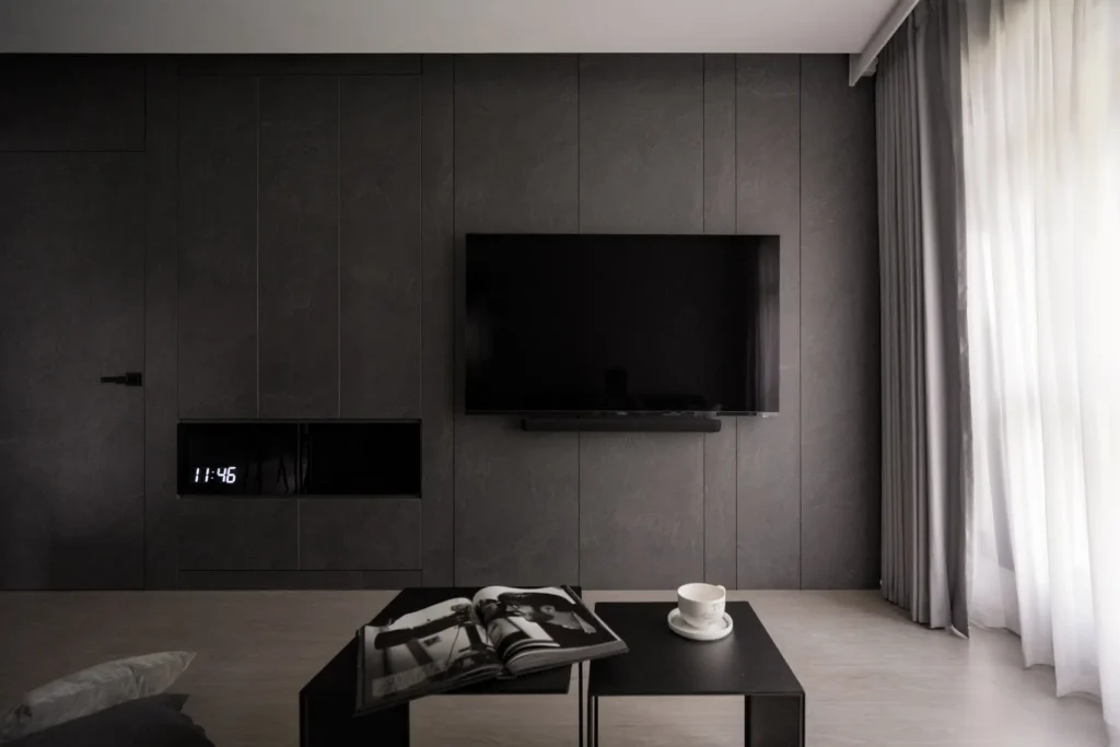 back to black- living-room black tv design